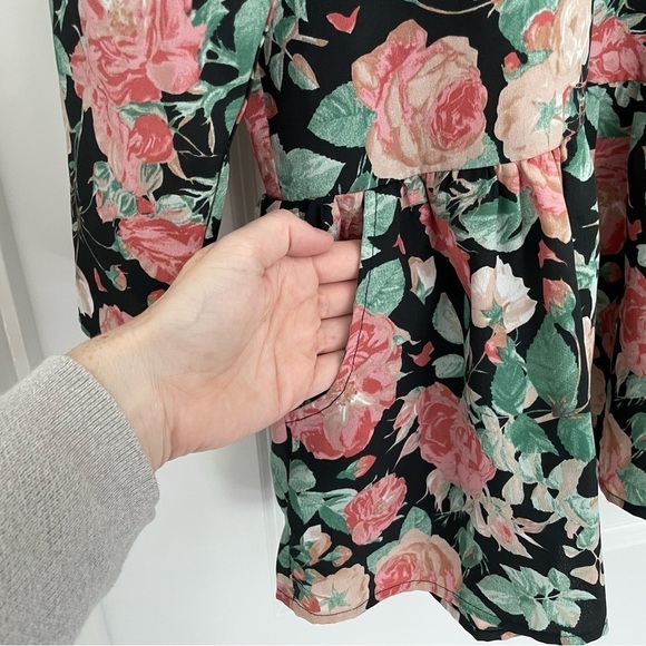 Lovers + Friends Pink Rose Print Long Drop Waist Dress Size L Bloomcore - Picture 6 of 7